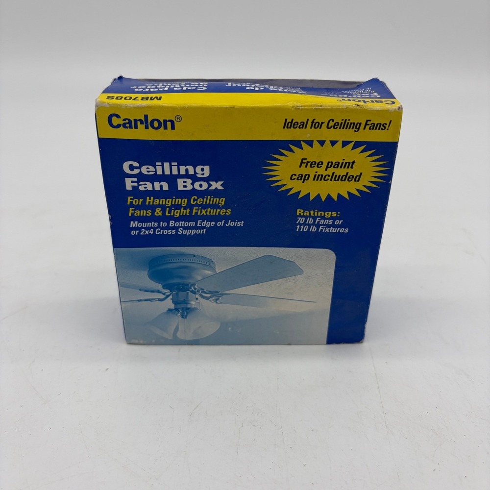 Carlon MB708S Ceiling Fan Box Heavy Duty Joist Mount 70lb Fan 110lb Fixture